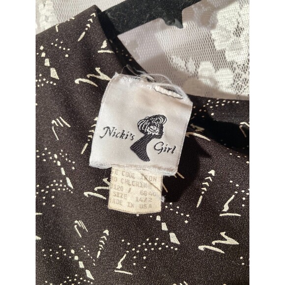 Vintage 80s Dress 1980s Black & White Drop Waist Secretary Retro Size Large - Picture 5 of 6